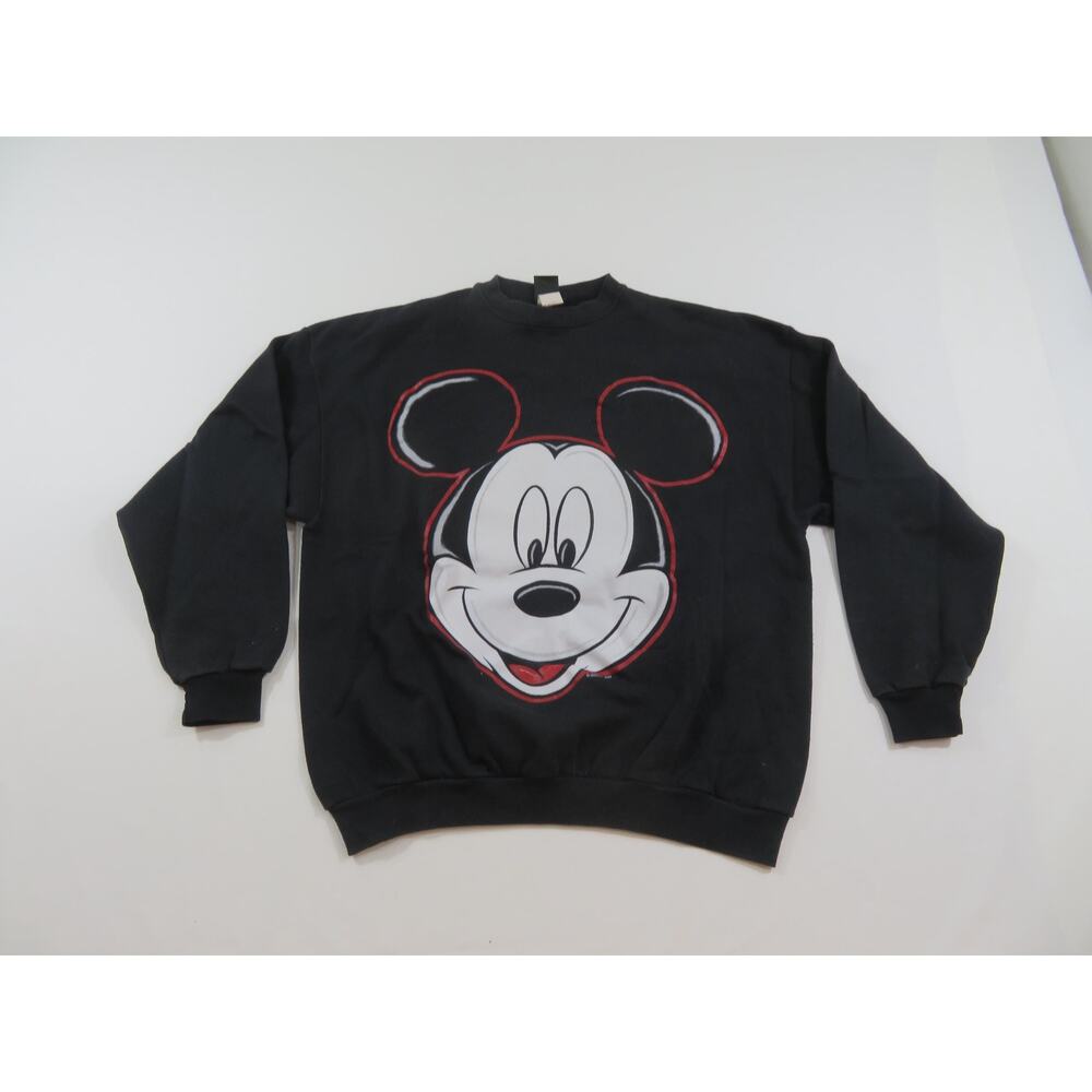 Mickey Mouse Sweatshirt, Big Logo, Jerry Leigh Mickey Unlimited Black  XL 1990s